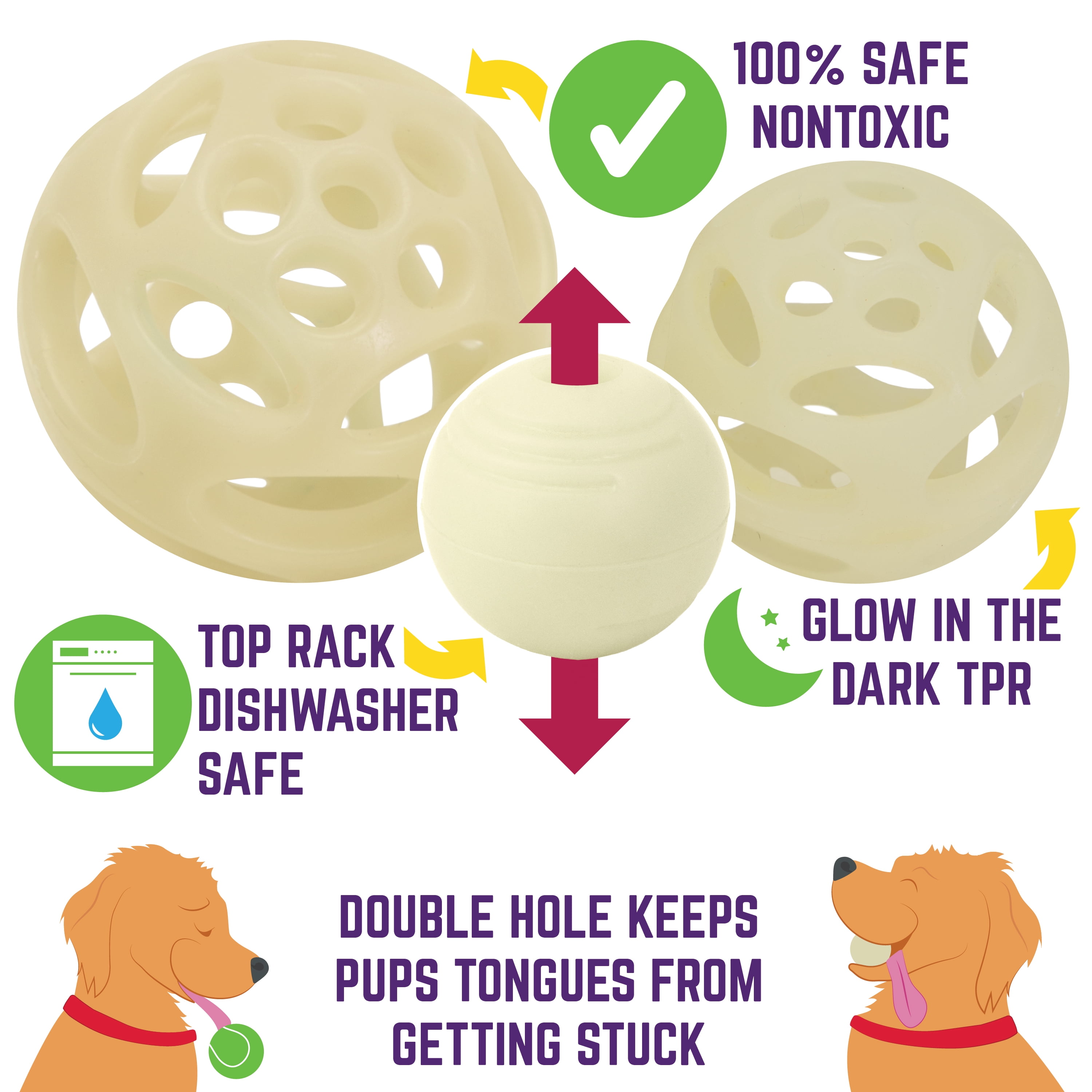 Chew King By Mammoth Glow Ball Combo for dog, 4 pack
