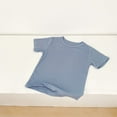 thumbnail image 4 of EnJoCho Kids Four Seasons Tops Toddler Girls Boys Cotton Solid Color Short Sleeve T Shirt Knitted Round Neck Top for 1 to 7 Years Summer Base Clothes, 4 of 4