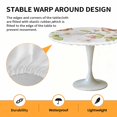 thumbnail image 6 of Pink Buds Elastic Fitted Round Table Cover White Flowers Butterfly Waterproof Outdoor Tablecloth for Holiday Party, Picnic, Patio & Dining Fits Tables Up to 55"-60", 6 of 8