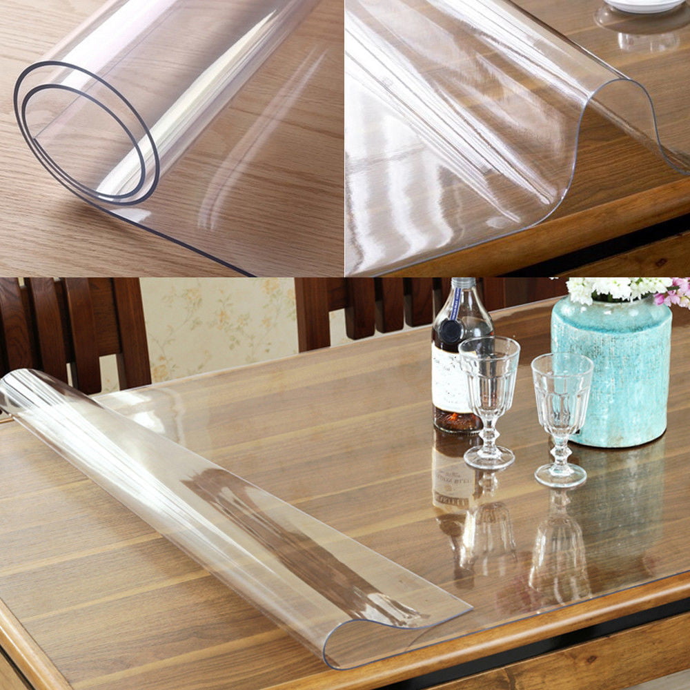 PVC Clean Clear Tablecloth Glass Waterproof Table Protection Cover Square Round 