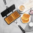 thumbnail image 3 of Máquina para hacer waffles antiadherente, máquina para hacer waffles para acampar de 8" con mango largo, sartén portátil de aluminio para hacer waffles, tostadora de sándwiches, desayuno, horneado de, 3 of 4
