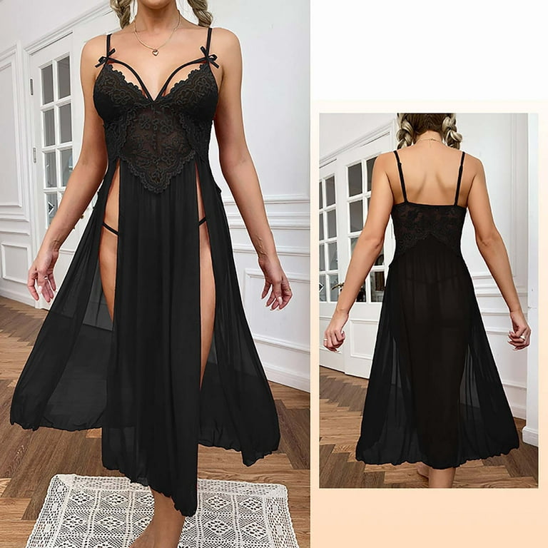 Nightgowns Women Sexy Lace Nightdress Lace Thin Section Deep V Beauty Back  Temptation Sling Sexy Nightdress Sexy Lingerie Y200425 s5Yf#