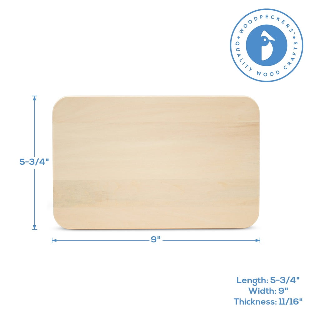 Wood Cutting Board 9 inch, Pack of 4 Large Charcuterie Board Unfinished Wood Cutting Board for Kitchen Chopping Board, by Woodpeckers