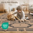 thumbnail image 4 of ODIKA 3'x5' Beige Charcoal Geometric Medallion Washable Throw Rug Pixelated Octagonal Motifs With Stepped Border And Traditional Stain Resistant, Low Profile, Non-Slip for Entryway, Kitchen, Mudroom, 4 of 7