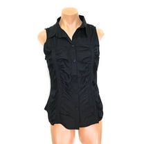 Sleeveless Roushed Button Down