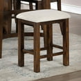 thumbnail image 4 of Rustic Oak Set of 2pcs Counter Height Stools Dining Room Furniture Beige Fabric Cushion Seat Solid wood, 4 of 4