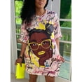 thumbnail image 1 of Lovelywholesale Street Figure Letter Print Pink Mini Dress, 1 of 2