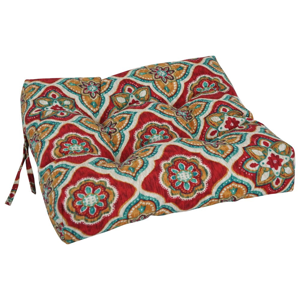 Blazing Needles 16-inch Spun Polyester Patterned Outdoor Square Tufted Chair Cushions (Set of 2)