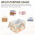 thumbnail image 6 of Yayeee Collapsible Cube Storage Bin with Lid Fabric Closet Decorative Basket with Handles, Pink Retro Sun, 6 of 7
