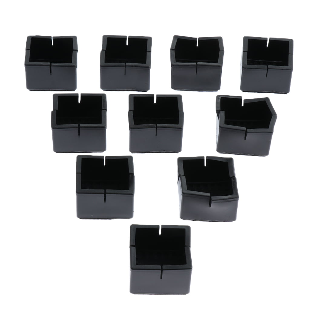 10pcs Black Silicone Furniture Pads Square Chair Leg Caps Floor Protector 
