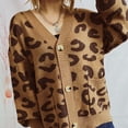 thumbnail image 6 of Cute Cardigans Women Loose Casual Leopard Print Long Sleeve V Neck Knit Sweater Outfits Clothes, 6 of 8