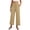Khaki, variant on JULMCOMO Capri Pants for Women With Pockets Cotton Linen High Waisted Drawstring Cropped Pants Loose Fit Wide Leg Beach Vacation Flowy Casual Trousers Dark Blue 2XL