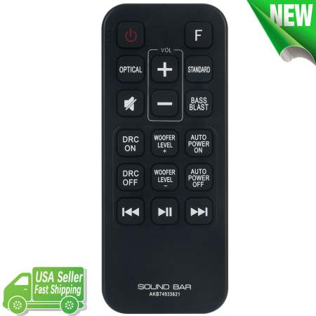 AKB74935621 Replacement Remote Control for LG Wireless Sound Bar SJ2 SPJ2B-W