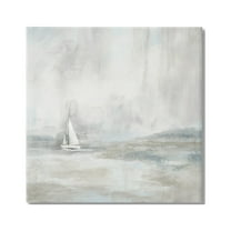 Stupell Industries Abstract Sailboat Drifting Ocean Waves Beige Neutrals Canvas Wall Art, 36 x 36, Design by Daniel Sproul