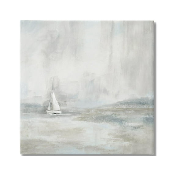 Stupell Industries Abstract Sailboat Drifting Ocean Waves Beige Neutrals Canvas Wall Art, 36 x 36, Design by Daniel Sproul