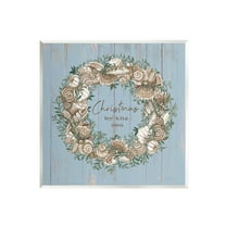 Christmas By The Sea Shell Wreath Holiday Graphic Art Unframed Art Print Wall Art
