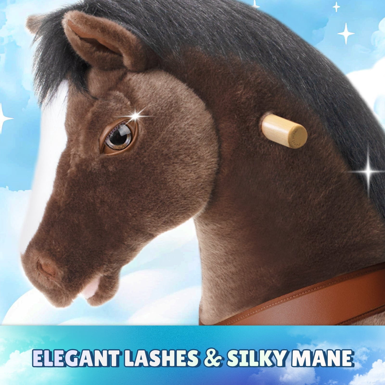 PonyCycle Interactive Horse Ride-On Toy, Touch Sound, Kid-Powered, Ages 3-4, Black, Y376