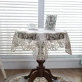 thumbnail image 5 of Table Cloth Gold Velvet Silver Europe Luxury Embroidered Table Dining Table Cover Rectangle TableCloths Lace Cabinet Dust Cover (HM868,Diameter 150cm Round), 5 of 6