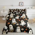 thumbnail image 2 of Feelyou Hippie Halloween Ghost Full Size Comforter Sets, Orange Bohe,ian Floral Bedding Comforter Set,, Black Reversible, 3-Piece, 1 Comforter and 2 Pillowcases, 2 of 7