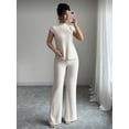 thumbnail image 5 of EASYBRA Women Casual Ribbed Two Piece Outfit Short Sleeve T Shirt and Long Pants Lounge Set Comfortable Everyday Fashion, 5 of 8