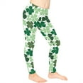 thumbnail image 3 of COEQINE St Patricks Day Clover Green White Girls Yoga Legging High Waist Sport Pants Buttery Soft Stretch Running Leggings, for 12-13 Years Kids Girls, 3 of 7