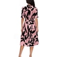 thumbnail image 3 of WTOBBY Short-Sleeve Round Neck Ruffled Printed Long Skirt with Waist Tying, Flowy and Feminine for Spring Summer Casual Events,Pink XL, 3 of 4
