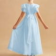 thumbnail image 6 of ITSAME Flower Girls Tunic Dress Ruffle Fly Sleeve Boat Neck A-Line Wedding Party Pageant Gown Light Blue Size 6, 6 of 6