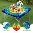 thumbnail image 4 of Colorful Rainbow Tie Dye Spiral Pattern Square Fitted Tablecloth with Elastic Edge,Square Table Cover,Washable Elastic Table Cover for Home Kitchen Party Decor 36"x36", 4 of 6