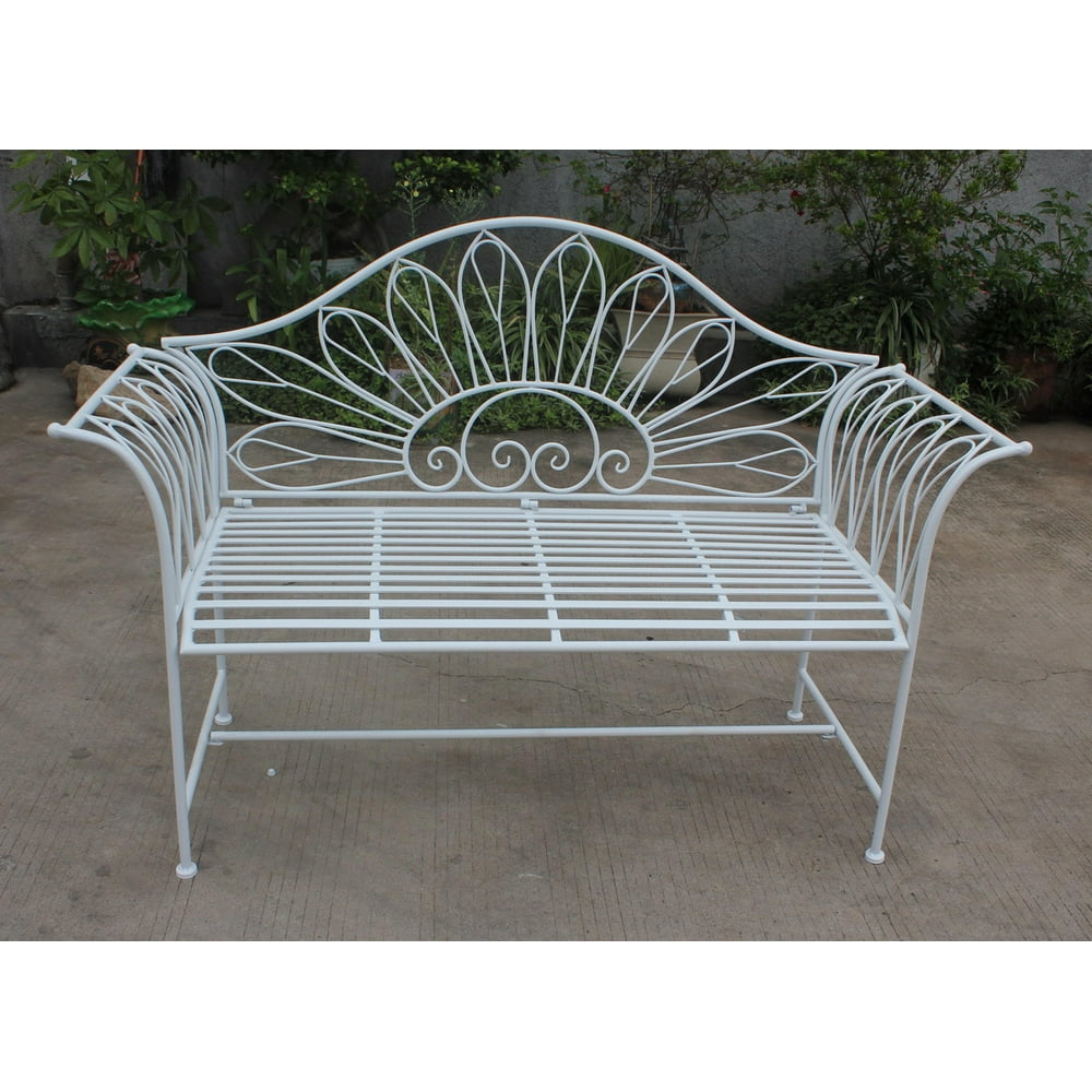 WHITE METAL GARDEN BENCH