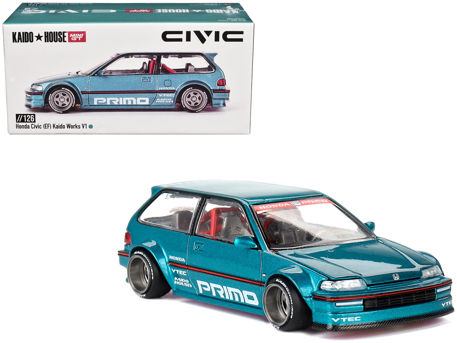 ミニカー KAIDO HOUSE LTDEDN HONDA CIVIC EF KANJO Kaido House x Mini GT 1:64 Honda Civic (EF) Kanjo V1 White