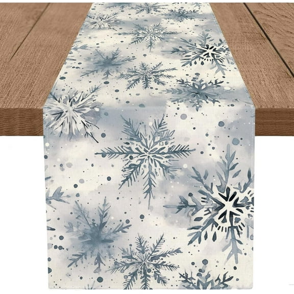 Winter Table Runner Snowflake Christmas Long Runners 13 x 36 Inch Watercolor Holiday Farmhouse Home Kitchen Table Decorations