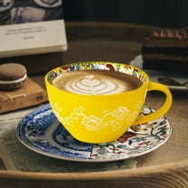Bohemian Style Ceramic Coffee Mug, Handcrafted Tea Cup for Hot Drinks, Artistic Breakfast Cup for Home and Office, Unique Design Drinking Cup(Multicolor)