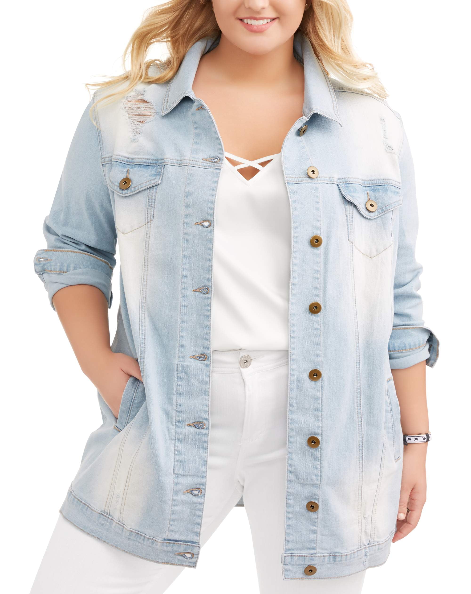 oversized distressed denim jacket plus size