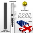 thumbnail image 2 of G128 Combo Pack: 20 Ft Telescoping Aluminum Flagpole (Silver) & American and United Kingdom Flags 3x5 Ft, Both ToughWeave Series Embroidered Polyester | Pole with Flags Included, 2 of 9