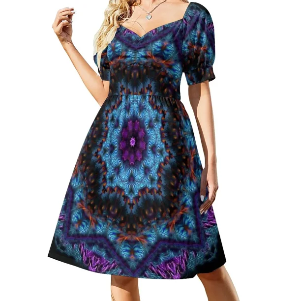 Vestido de manga corta con escote tipo vendaje para mujer, estilo sin mangas, largo