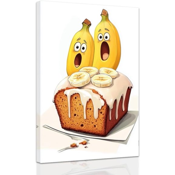 ZHONGYUTONG Funny Kitchen Canvas Wall Art Whimsical Food Art Pictures Fruit Vegetable Painting Humorous Poster Prints for Kitchen Dining Room Decor Framed (12.00" x 18.00")