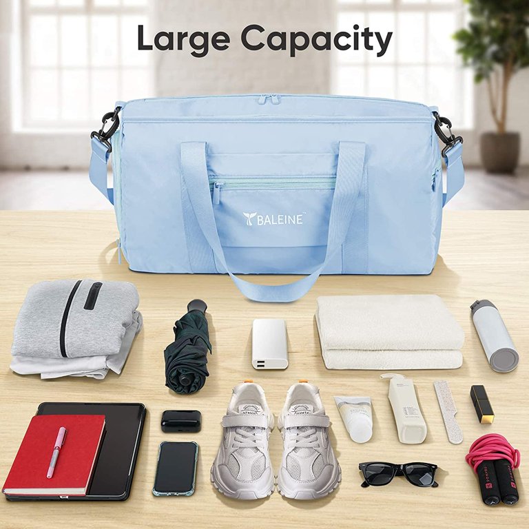 BALEINE Gym Bag for Women and Men, Small Duffel Bag for Sports, Gyms and  Weekend Getaway, Waterproof Dufflebag with Shoe and Wet Clothes  Compartments