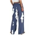 thumbnail image 4 of Roncen Women's Printed Wide Leg Pants - Casual Elastic Waist Trousers with Drawstring, Utility Slit & Pockets, 4 of 9