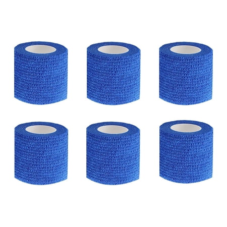 6pcs Tattoo Grip Tape Blue, 2.95"x 5Yards Disposable Cohesive Tattoo Grip Cover Wrap Elastic Bandage Handle Grip Tube for Tattoo Machine Tattoo Grip Accessories
