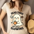 thumbnail image 4 of Dead Tired But Still Glowing Shirt | Funny Ghost Graphic Tee | Unisex Casual T-Shirt, CarolinaBlue, Size 3XL, 4 of 6