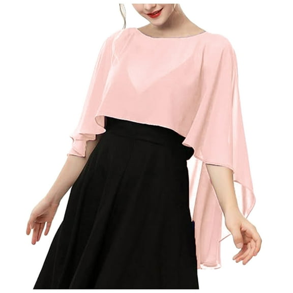 AWZXDE Women's Solid Color Sheer Chiffon Shawl Wrap - Lightweight Oversized Beach Cover-Up Poncho, Elegant Outdoor Draped Kimono Cardigan Pink,One Size