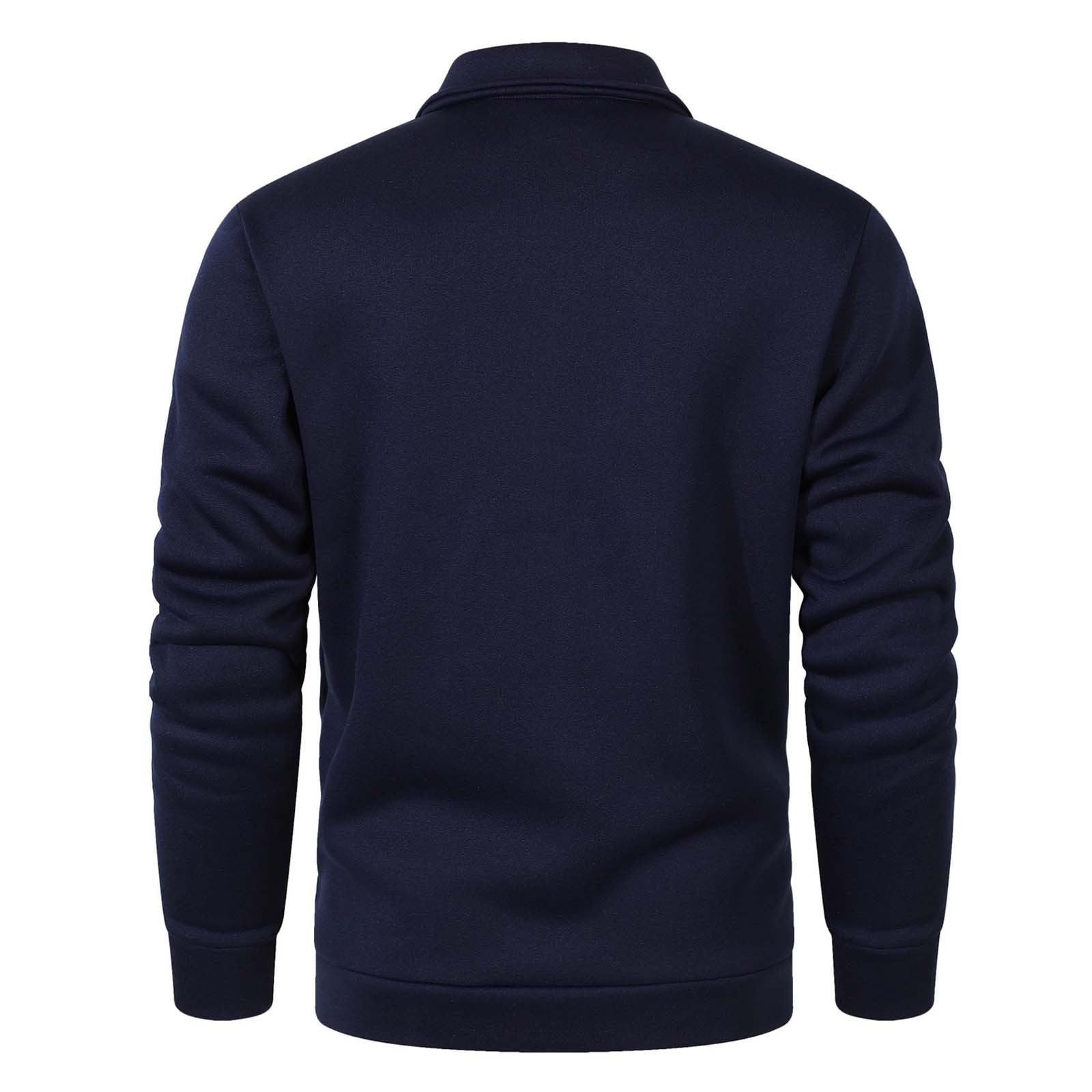 KeShDi Leather Jacket Mens Fleece Jacket Men Casual Fashion Snap Button Cardigan Flip Collar Pocket Long Sleeve Jacket Coat Navy 3X