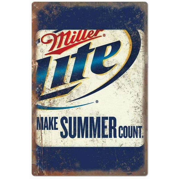 Original Retro Design Miller Lite Tin Metal Wall Art Signs, Bar/Man Cave Thick Tinplate Wall Decoration Print Poster