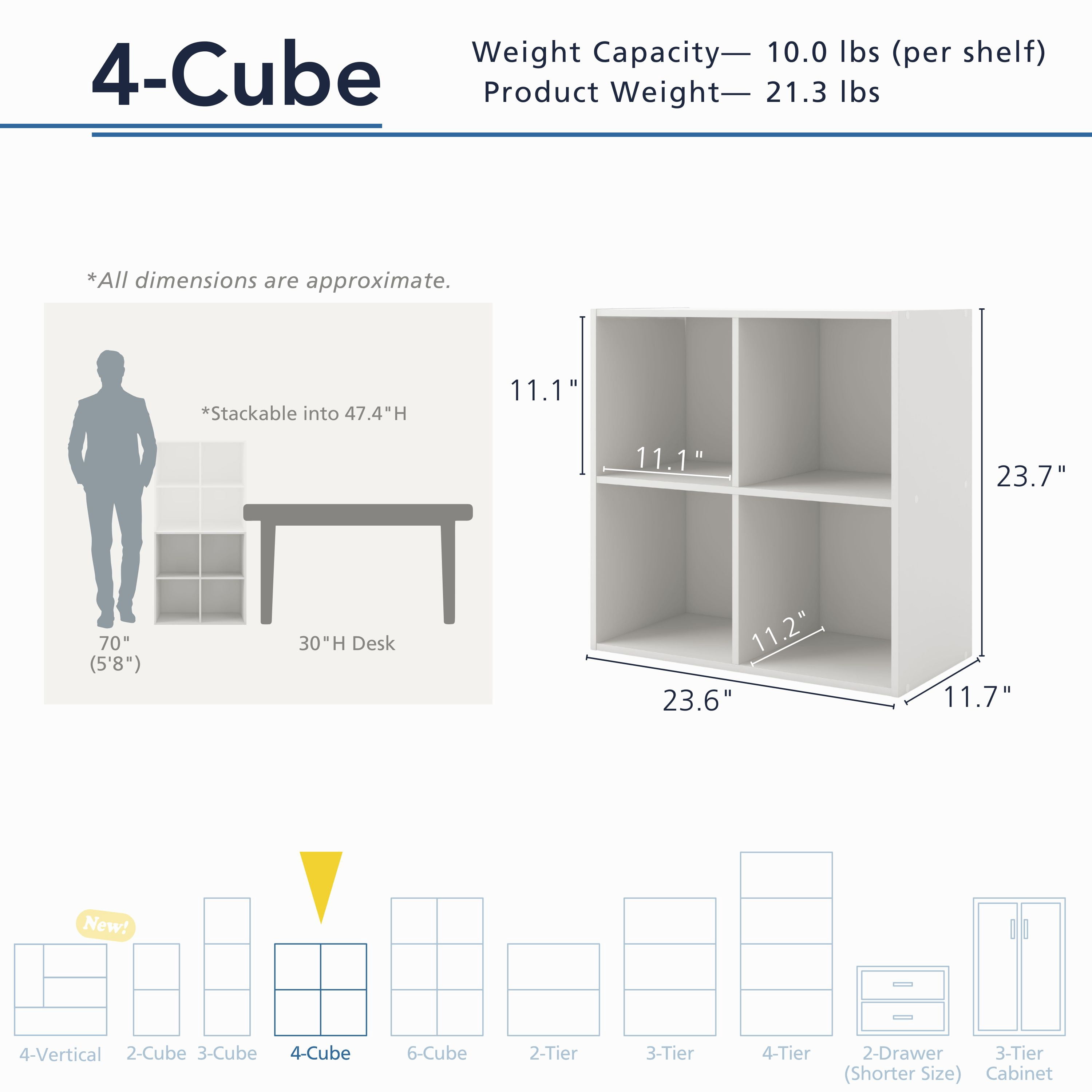Join Stackable 4-Cube Wood Light Pink Playroom Bookcase