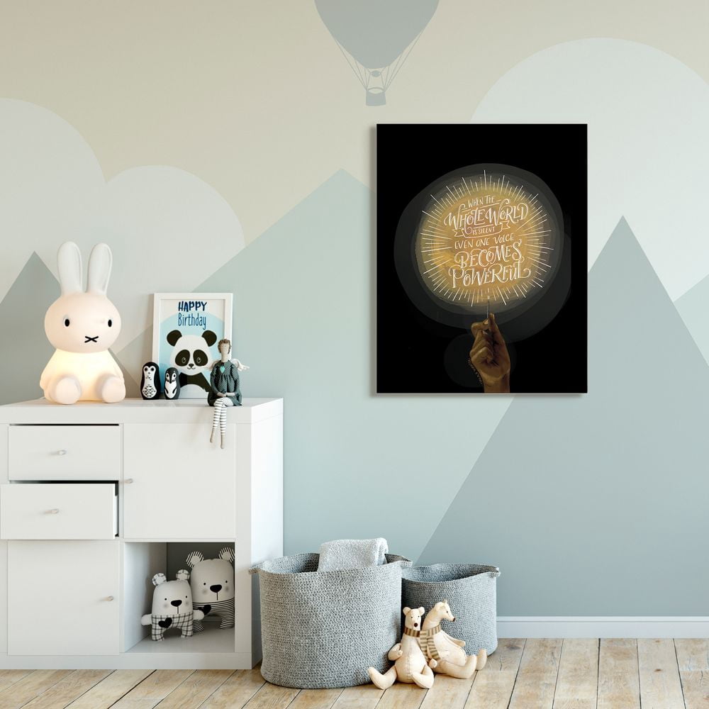 Stupell Industries When the World Is Silent Quote Lit Match Illustration Inspirational Painting Gallery Wrapped Canvas Art Print Wall Art, 36 x 48