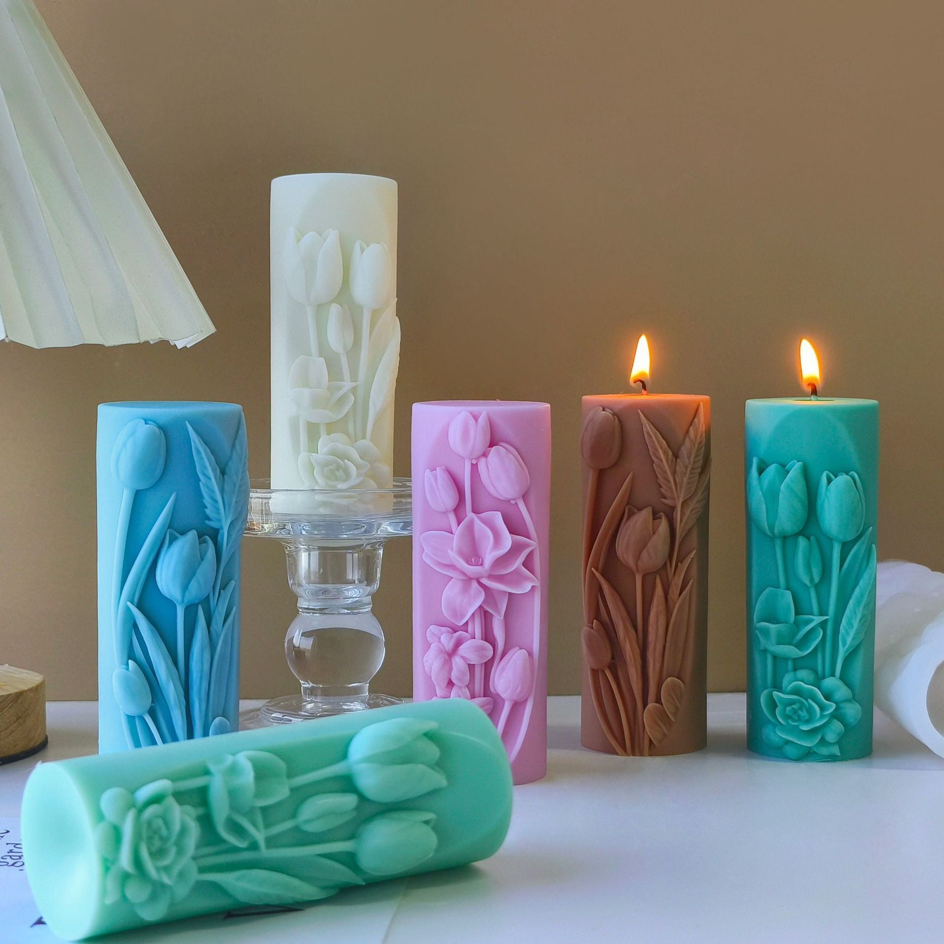 3PCS Elegant Lily Embossed Candle Molds for Candle Making, 3D Flower Silicone Molds for Aromatherapy Candle Soap Wax Resin Clay, Blooming Lily Chocolate Cake Molds, DIY Floral Art Craft Wedding Decor