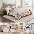 thumbnail image 6 of Twin Quilt Set 68''x86'', Orange Eucalyptus Leaves Lightweight Summer Bedspread Coverlet Set with 2 Pillow Shams, Botanical Fall Rustic Beige Breathable All Season Quilt Bedding for Dorm/Bedroom, 6 of 9