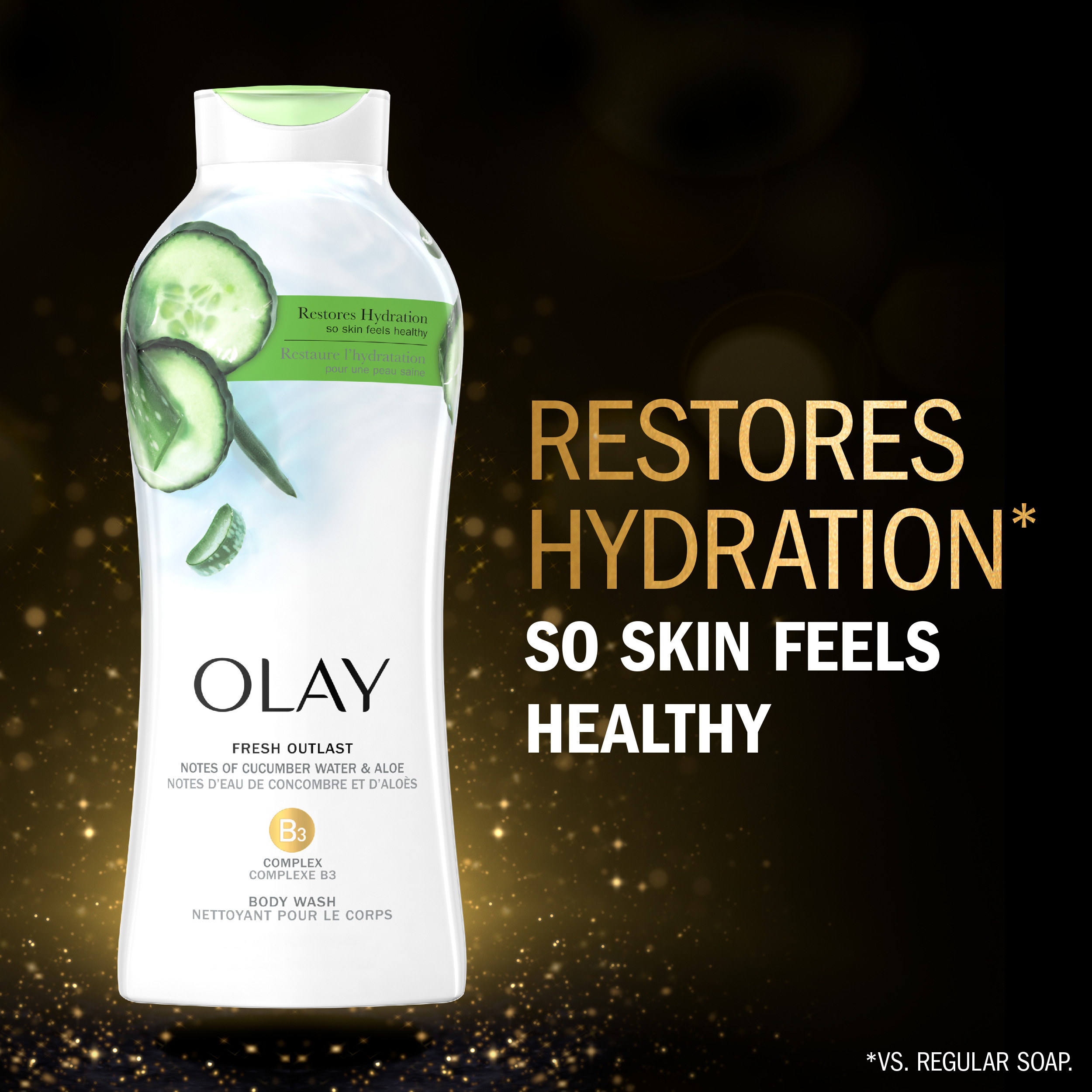 Olay Fresh Outlast Body Wash with Notes of Cucumber and Aloe, 22 fl oz - image 2 of 11