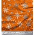 thumbnail image 1 of Soimoi Orange Viscose Chiffon Fabric Snow Flakes & Star Print Fabric by the Yard 42 Inch Wide, 1 of 3