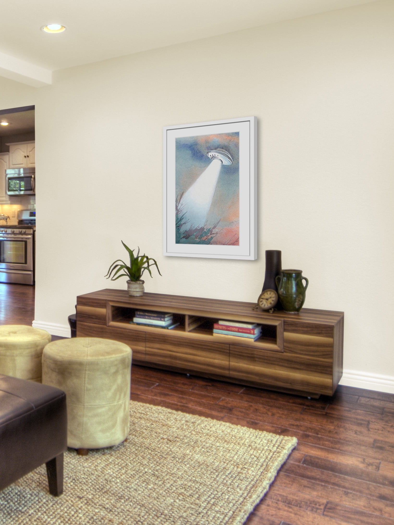 "UFO Arrival" Framed Painting Print